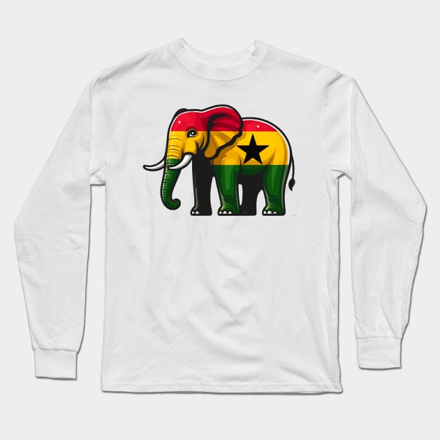 Ghana Flag Elephant Long Sleeve T-Shirt by Graceful Designs